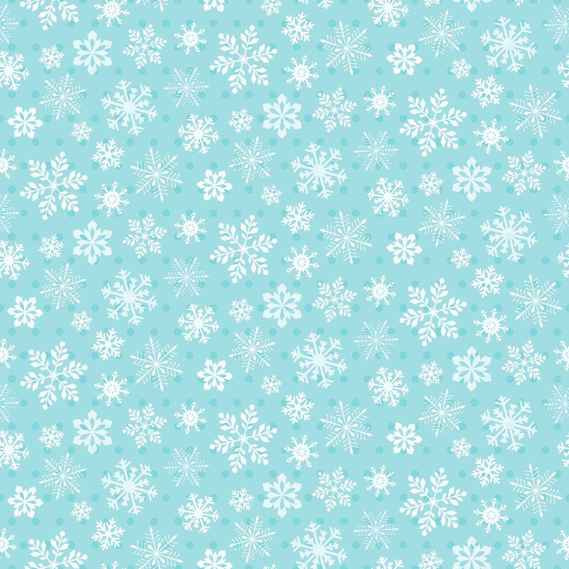 turquoise background, white snowflakes, winter pattern, repeating design, geometric snowflakes, icy blue, aqua fabric, seasonal motif, delicate snowflakes, crystalline patterns, quilting cotton, fabric panel, winter wonderland, frosty design, holiday fabric, christmas theme, scattered snowflakes, cool tones, festive pattern