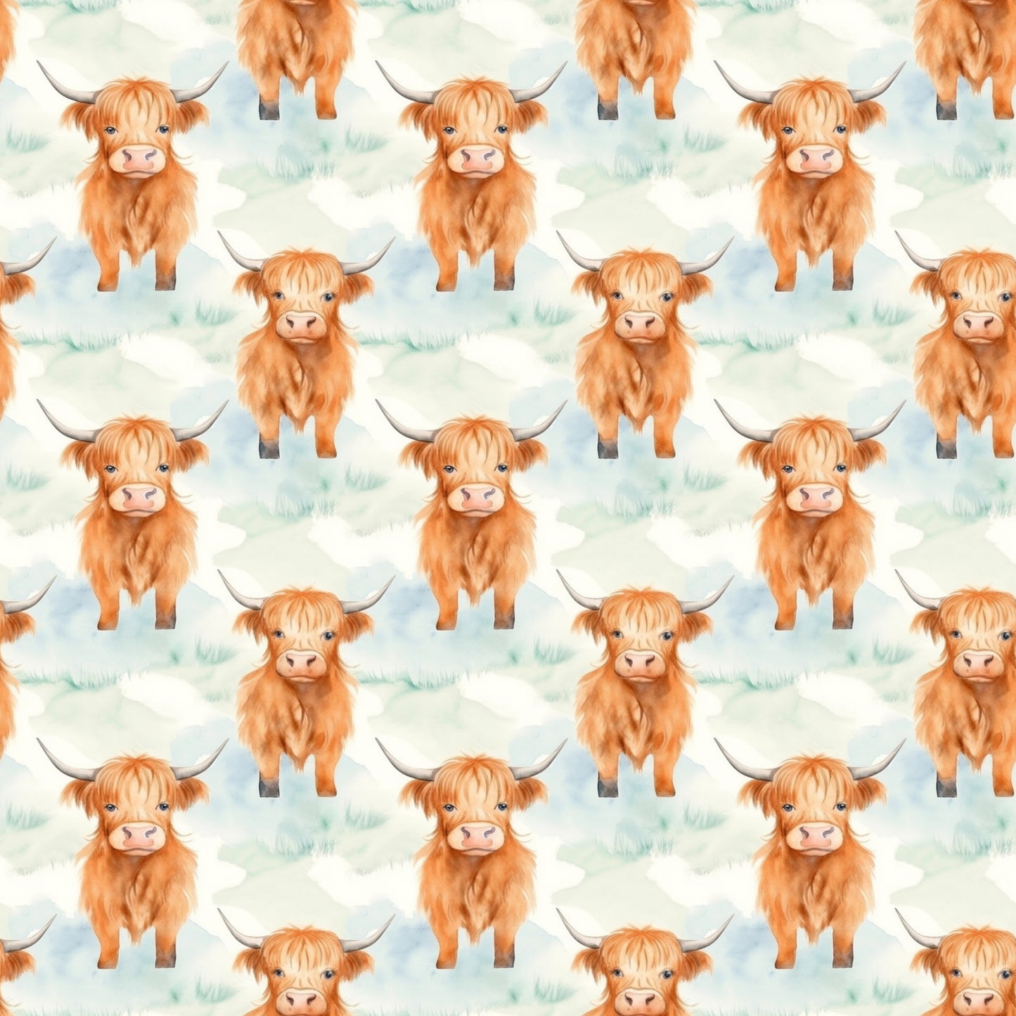 Funky Highland Cows Pattern 4 Quilting Cotton Fabric