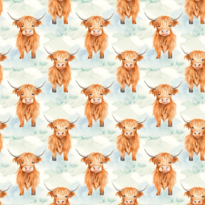 Funky Highland Cows Pattern 4 Quilting Cotton Fabric