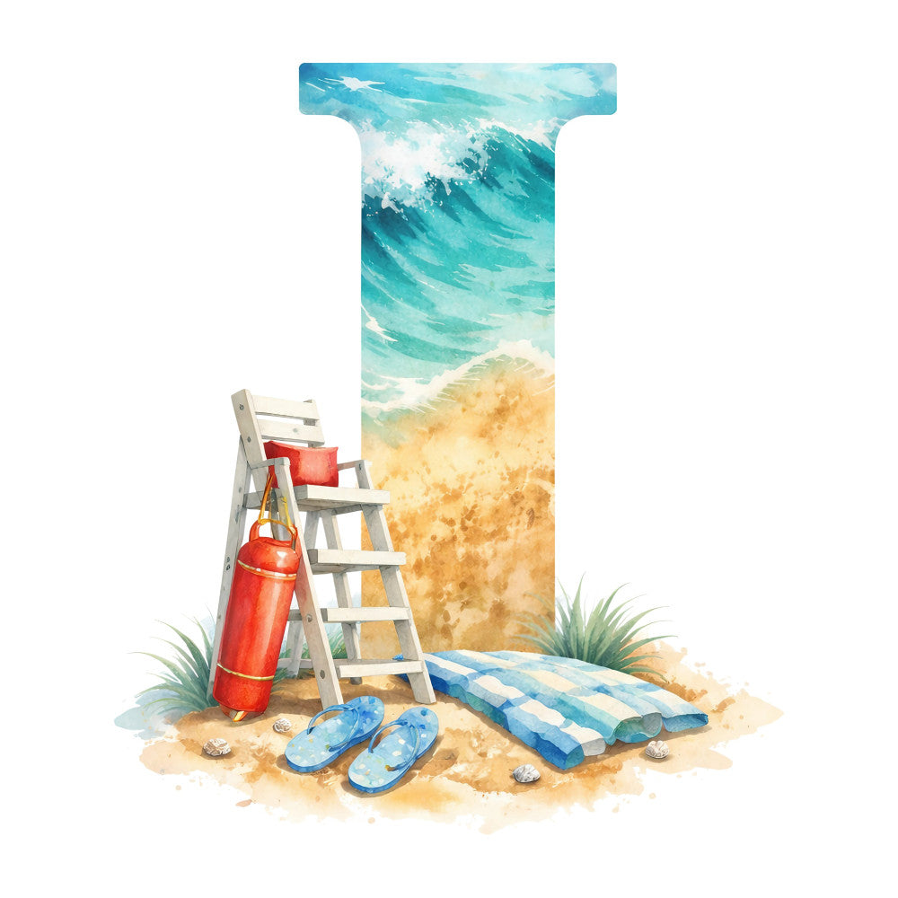 Summer Beach Alphabet Fabric Panel 9