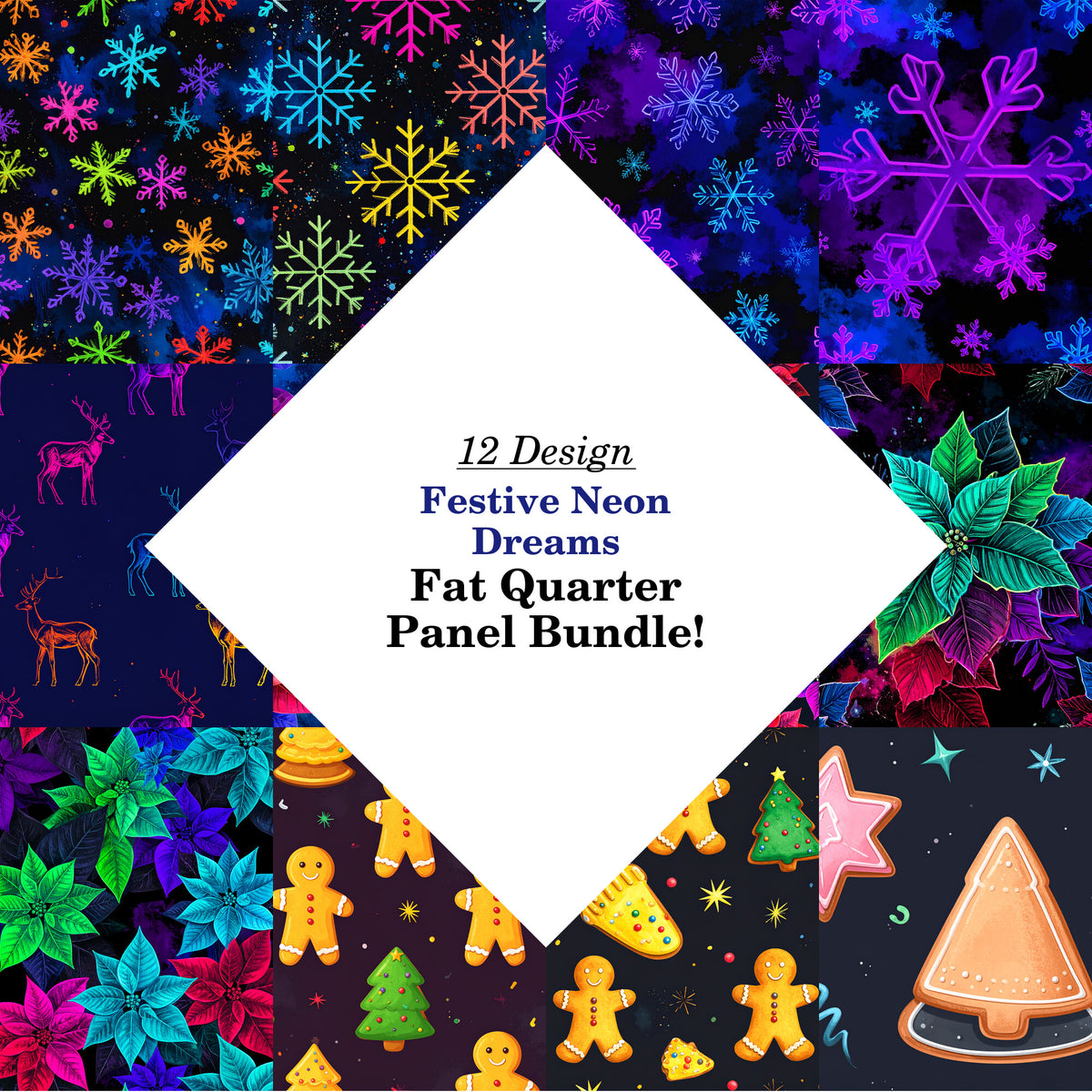 Festive Neon Dreams Fat Quarter Bundle