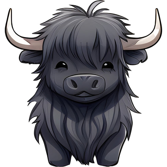 Cartoon Highland Cows Fabric Panel 12