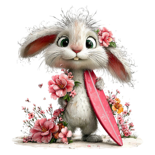 Whimsical Summer Bunny Fabric Panel 35