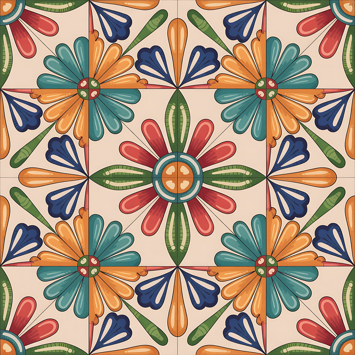 Daily Deal: Mexican Talavera Pattern 22 Quilting Cotton Fabric - 45" x 4 Yards"