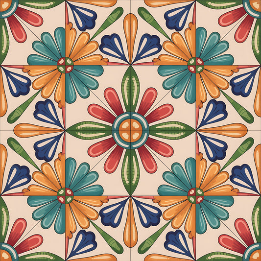 Daily Deal: Mexican Talavera Pattern 22 Quilting Cotton Fabric - 45" x 4 Yards"