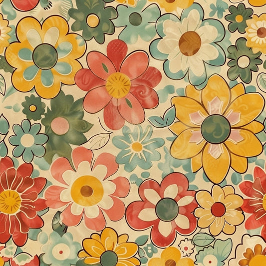 Daily Deal: Groovy Spring Florals Pattern 19 Quilting Cotton Fabric - 45" x 1 Yard"