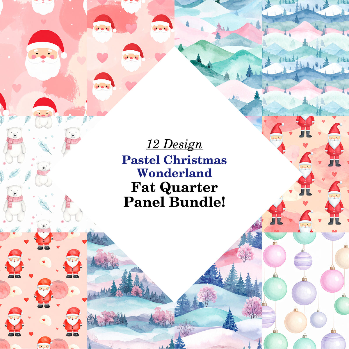 Pastel Christmas Wonderland Fat Quarter Bundle