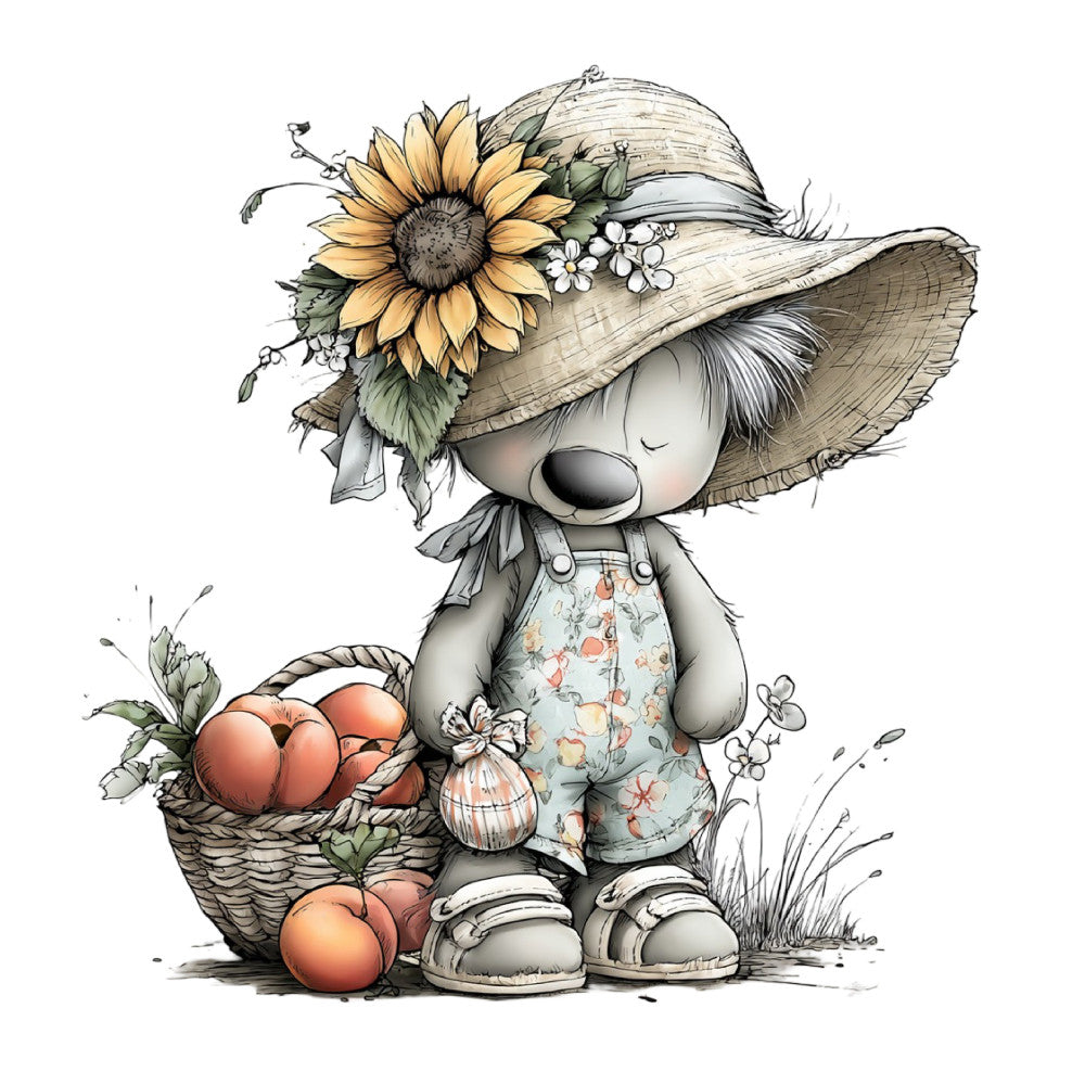 Whimsical Summer Teddy Bear Fabric Panel 5