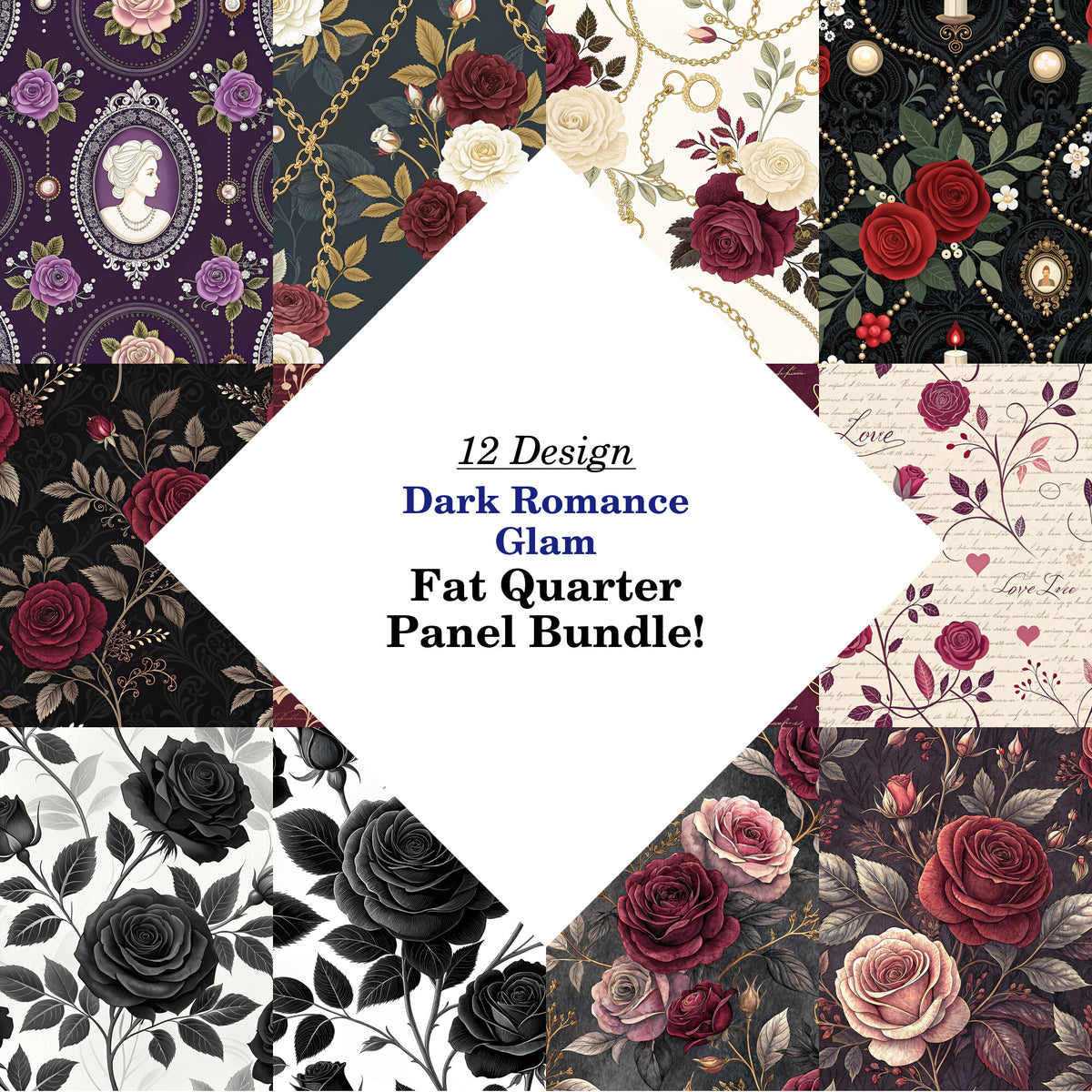 Dark Romance Glam Fat Quarter Bundle