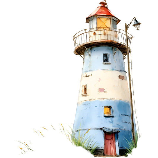 Watercolor Nautical Lighthouse Fabric Panel 17