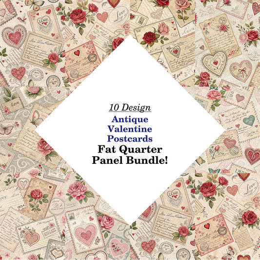 Antique Valentine Postcards Fat Quarter Bundle