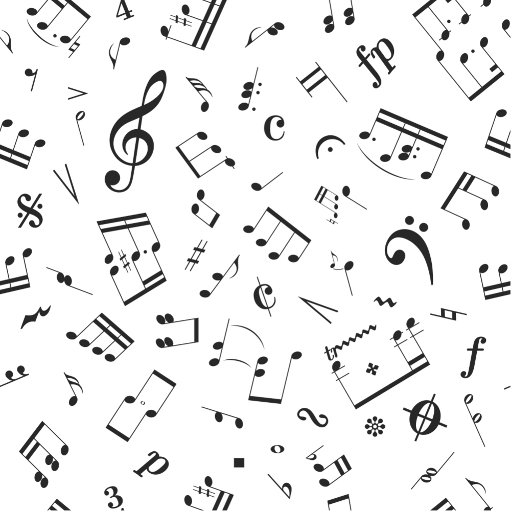 Daily Deal: Black and White Music Notes Quilting Cotton Fabric - 45" x 0.5 Yards"