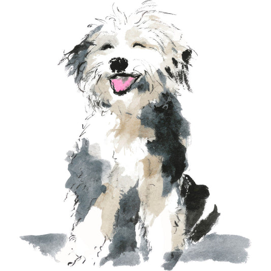 Handdrawn Doodle Dog Fabric Panel 51