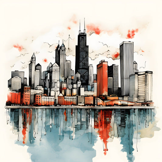 Pen and Ink Chicago Fabric Panel 2