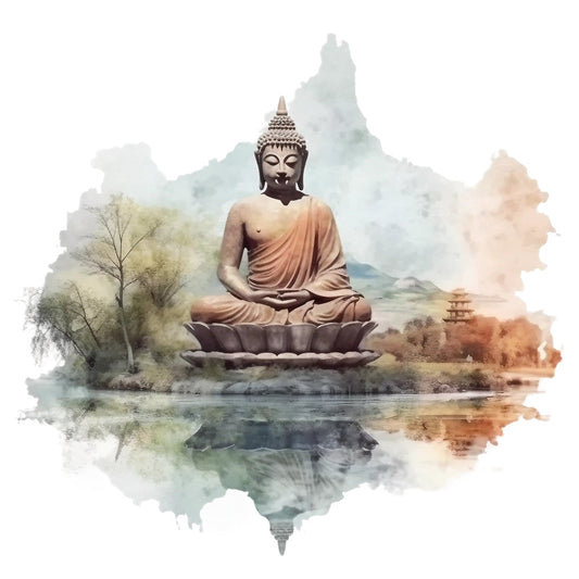 Watercolor Buddha Fabric Panel 5
