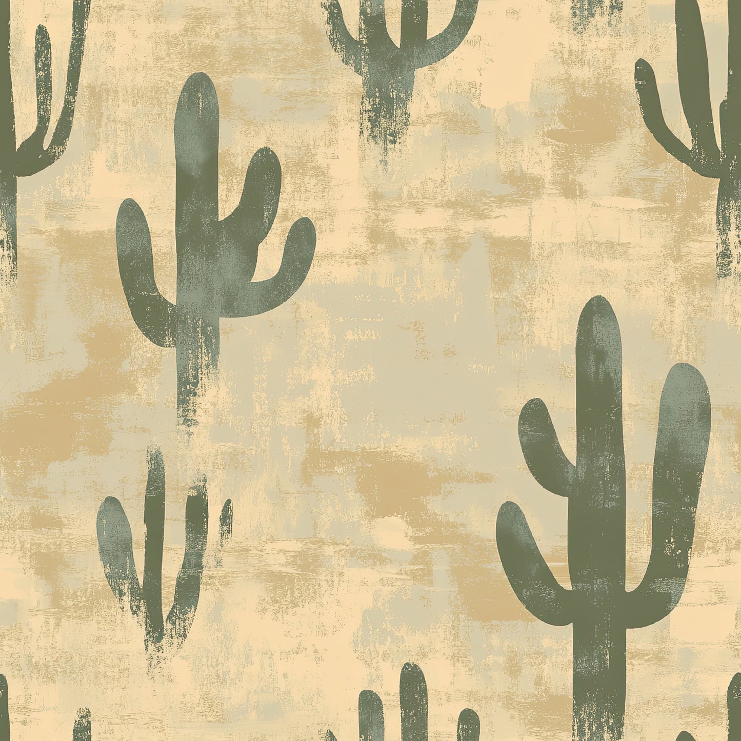 beige, sage green, cactus pattern, saguaro cactus, desert theme, western motif, distressed texture, vintage style, quilting cotton, fabric panel, southwestern design, earthy tones, neutral colors, rustic finish, weathered look, botanical print, arizona landscape, desert flora, muted palette, cotton fabric