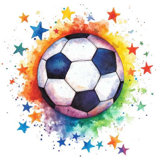 Watercolor Soccer Fabric Panel 15