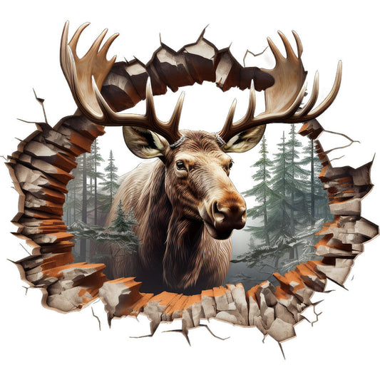 Moose Breaking Through Fabric Panel 16