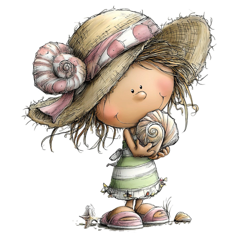 Whimsical Summer Girl Fabric Panel 14