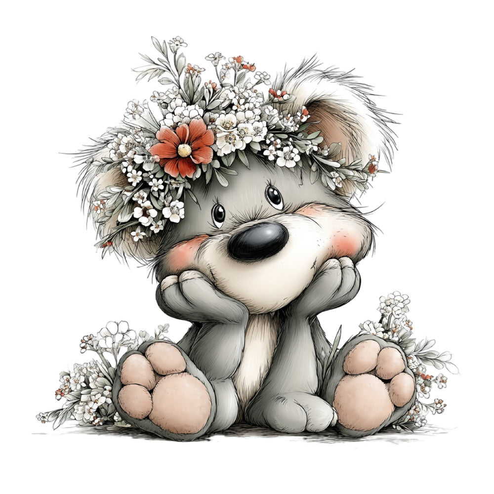 Whimsical Summer Teddy Bear Fabric Panel 7