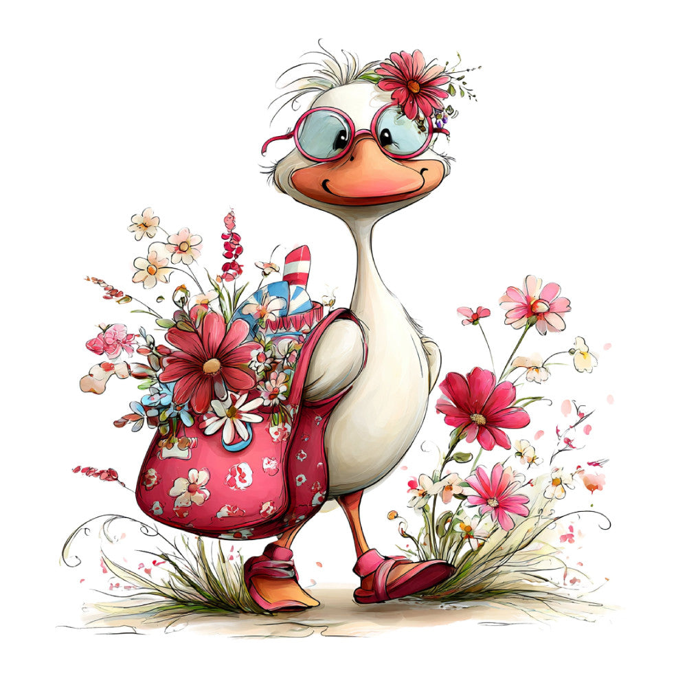 Whimsical Summer Goose Fabric Panel 21