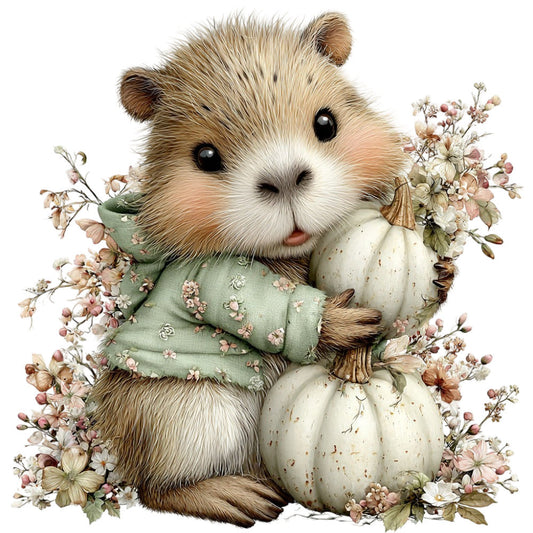Whimsical Fall Autumn Capybara Fabric Panel 19