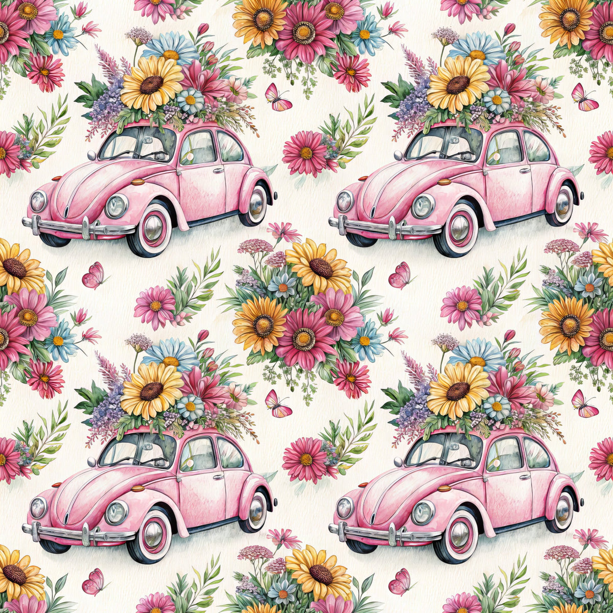 Daily Deal: Bug and Flowers Pattern 1 Quilting Cotton Fabric - 45" x 1 Yard"