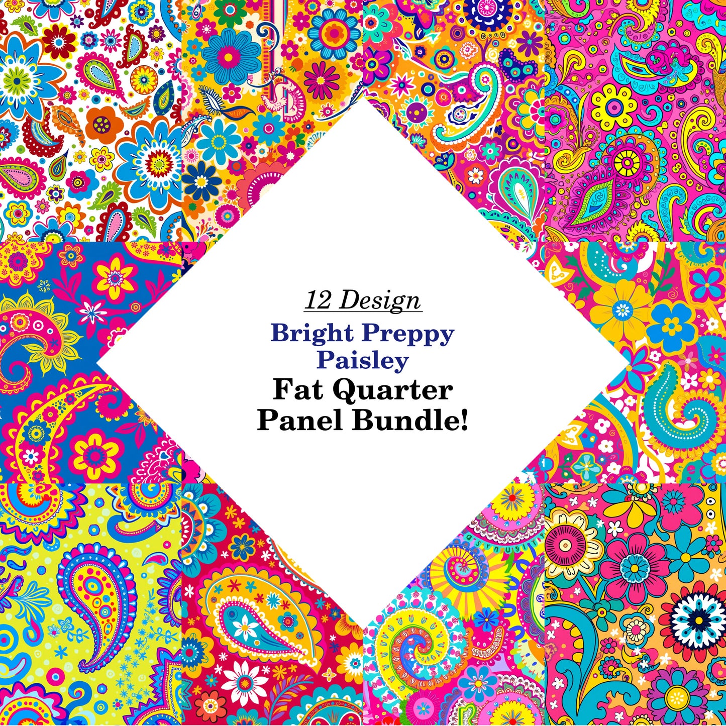 Bright Preppy Paisley Fat Quarter Bundle