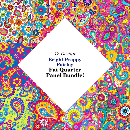 Bright Preppy Paisley Fat Quarter Bundle