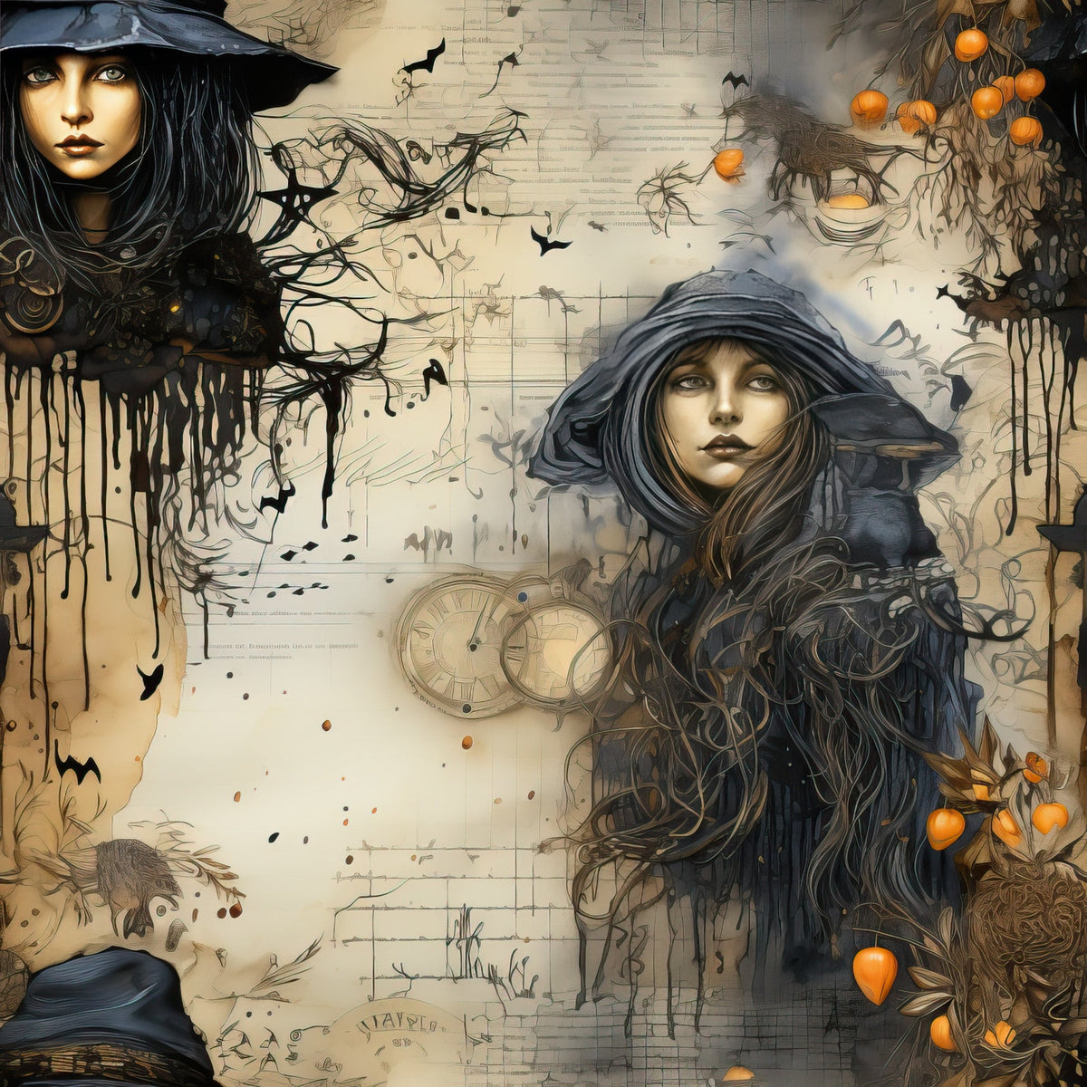 Daily Deal: Witchy Halloween Pattern 8 Quilting Cotton Fabric - 45" x 1 Yard"