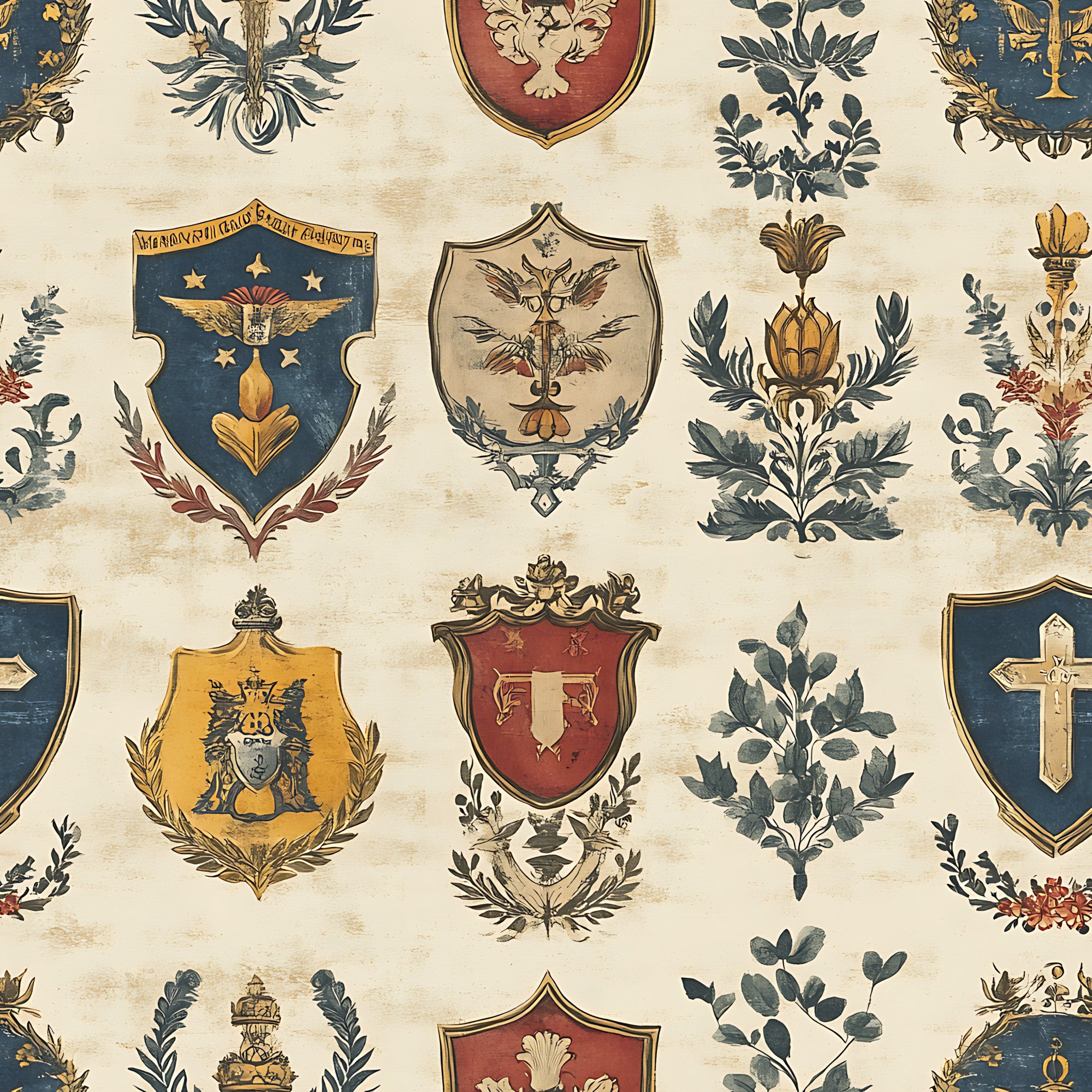 Rustic German Banners and Shields Pattern 20 Quilting Cotton Fabric ...