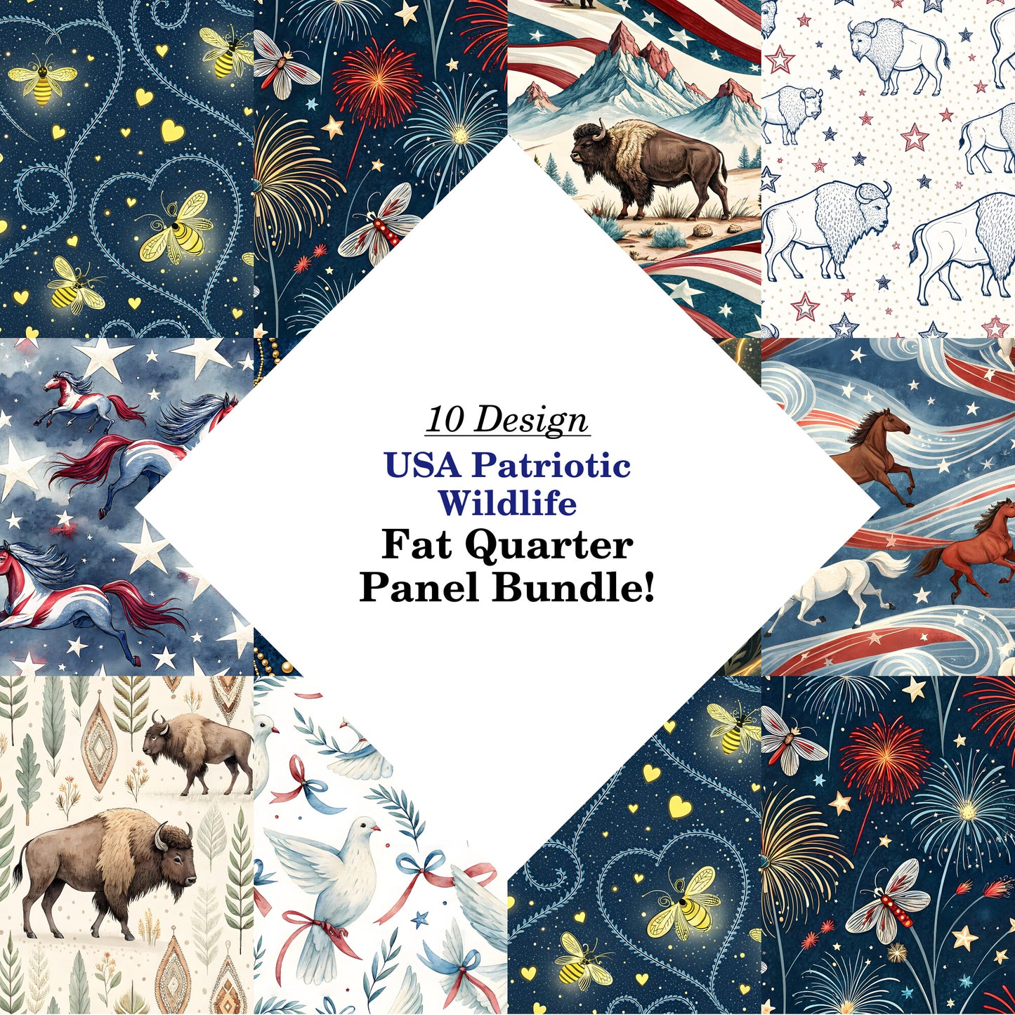 USA Patriotic Wildlife Fat Quarter Bundle