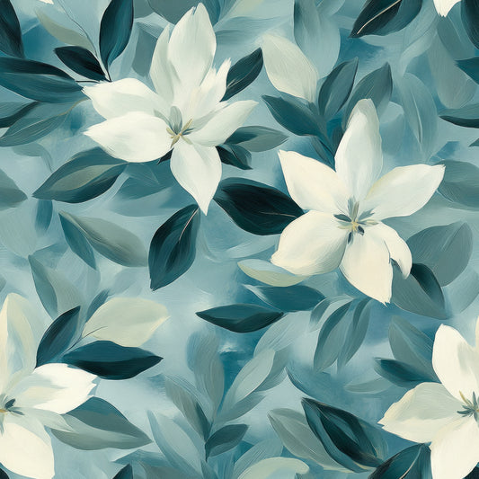 Cornflower Blue Floral Pattern 6 Quilting Cotton Fabric