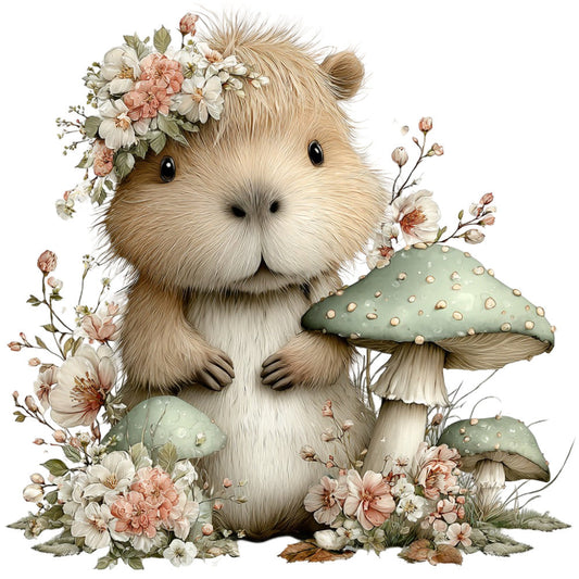 Whimsical Fall Autumn Capybara Fabric Panel 26