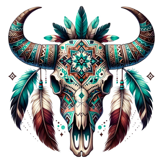 Tribal Skulls Fabric Panel 7