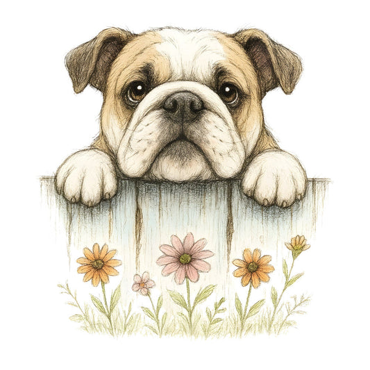 Puppies Peeking Over Fence Fabric Panel 11