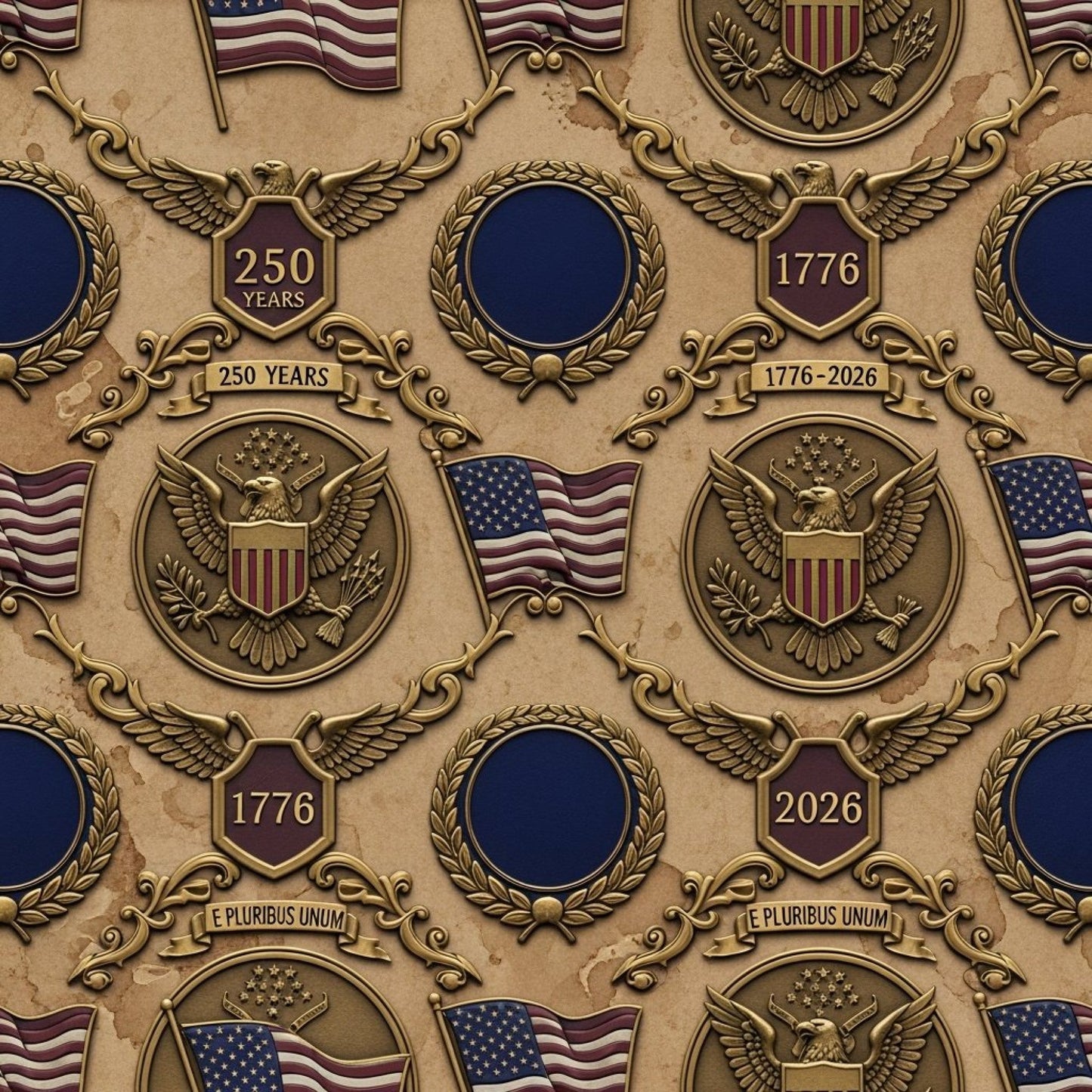 Daily Deal: 250th Anniversary Pattern 6 Quilting Cotton Fabric - 45" x 0.5 Yards"