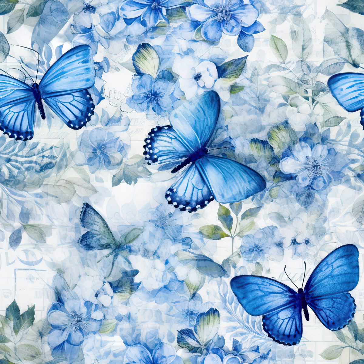 Daily Deal: Butterfly Ballet in Blue Pattern 3 Quilting Cotton Fabric - 45" x 2 Yards"
