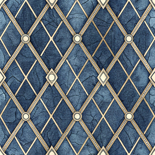 Daily Deal: Royal Blue Azure Pattern 19 Quilting Cotton Fabric - 45" x 1 Yard"