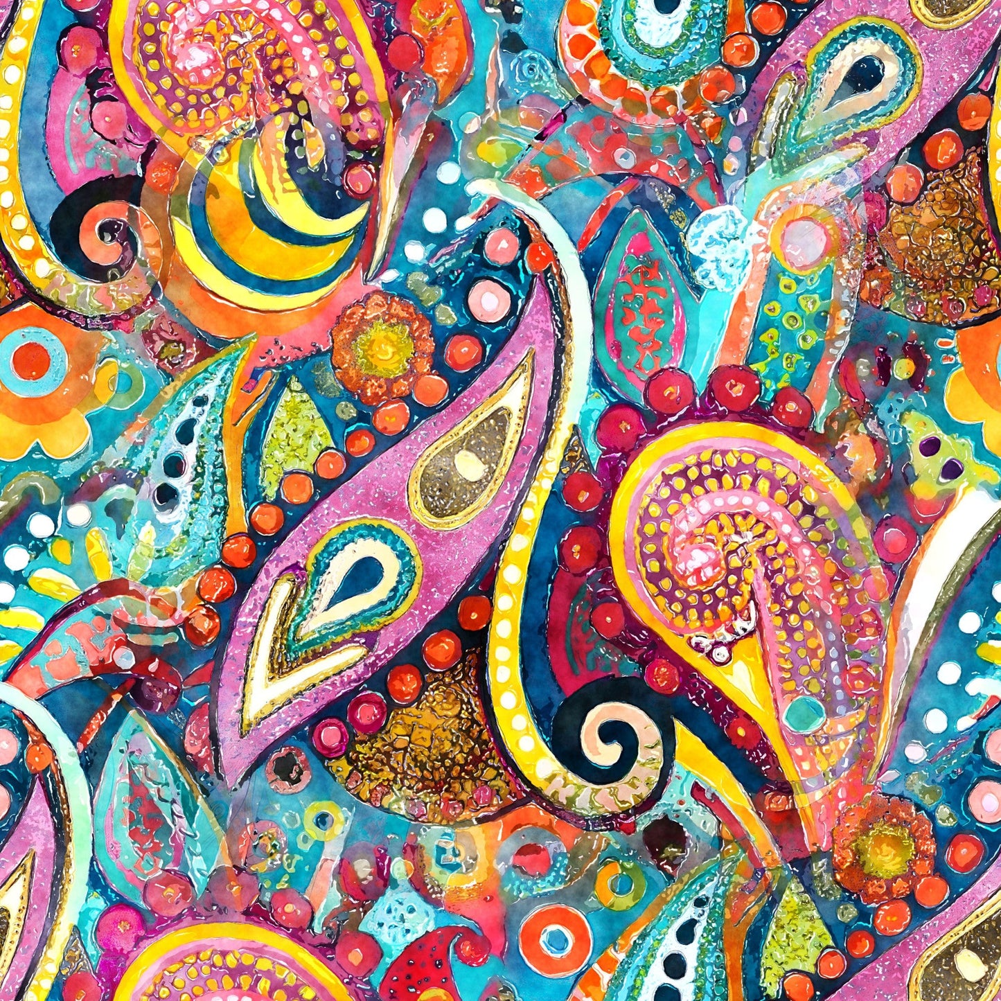 Daily Deal: Watercolor Boho Patterns Pattern 11 Quilting Cotton Fabric - 45" x 1 Yard"