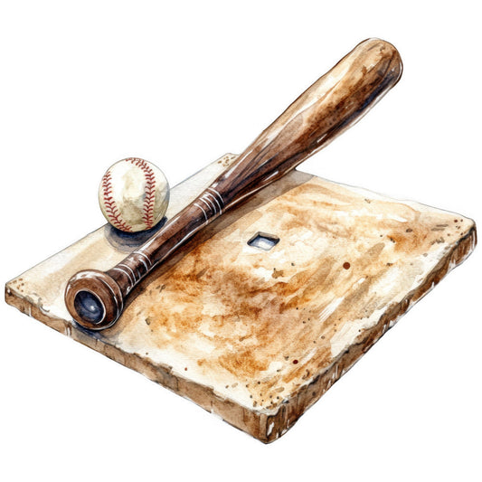 Watercolor Baseball Fabric Panel 7