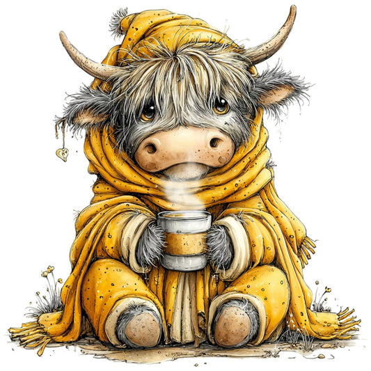 Yellow Highland Cow Fabric Panel 3