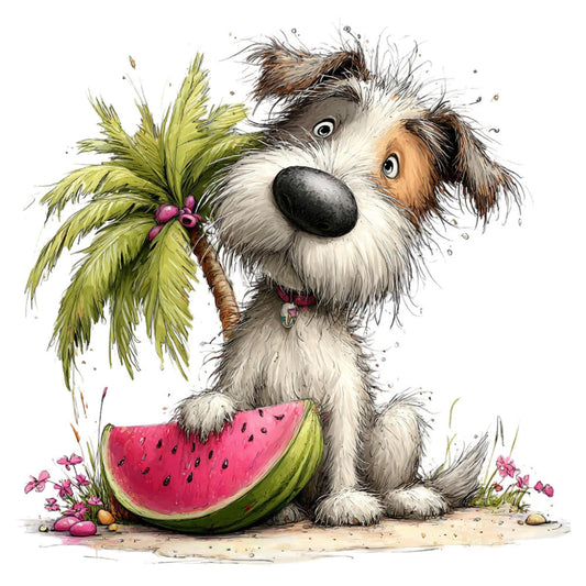 Whimsical Summer Dogs Fabric Panel 19