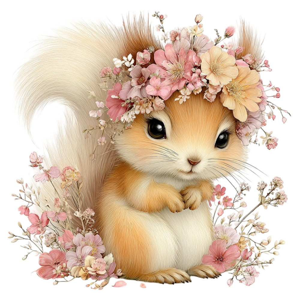 Whimsical Summer Squirrel Fabric Panel 48