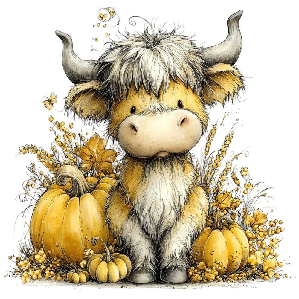 Yellow Highland Cow Fabric Panel 13
