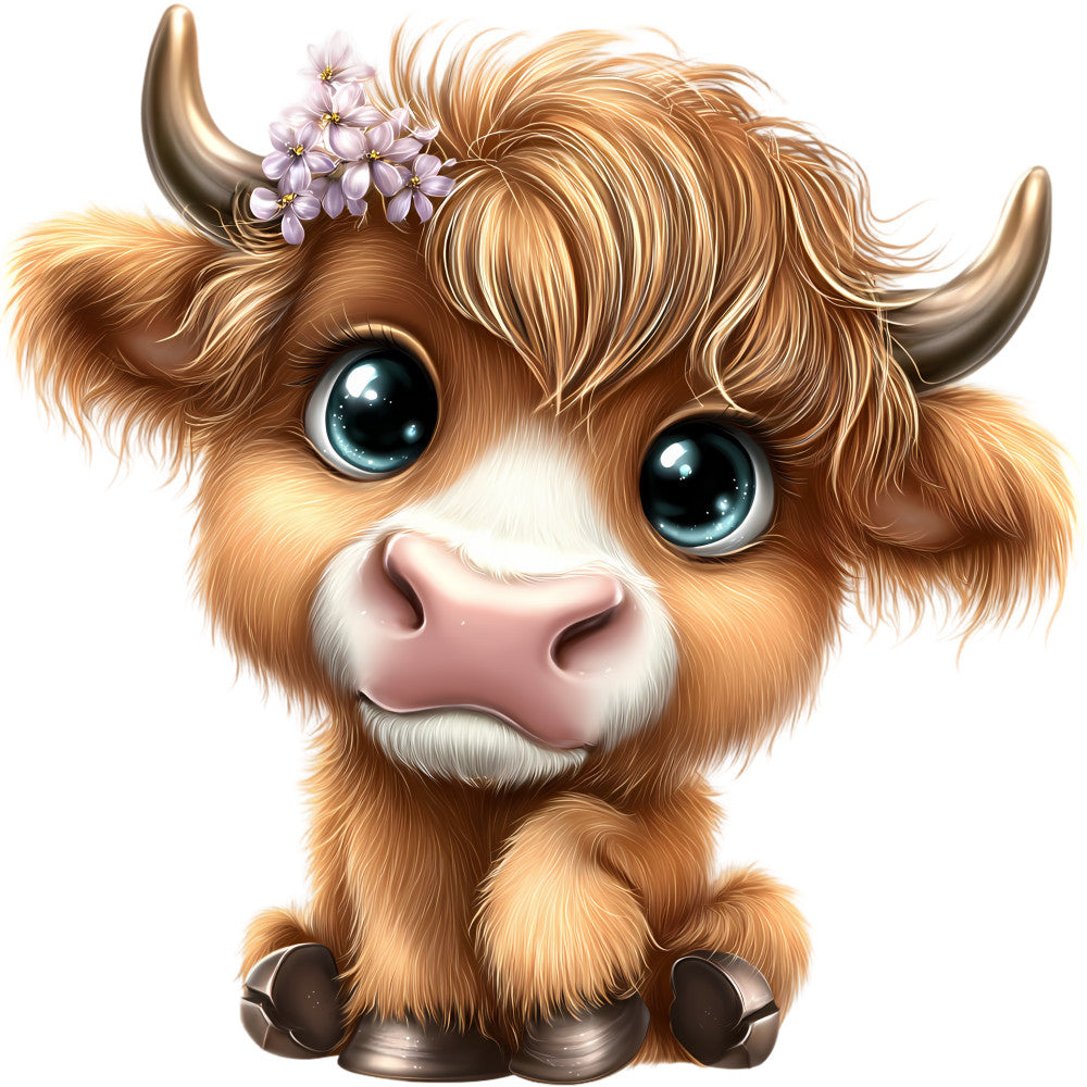Adorable Highland Cows Fabric Panel 30