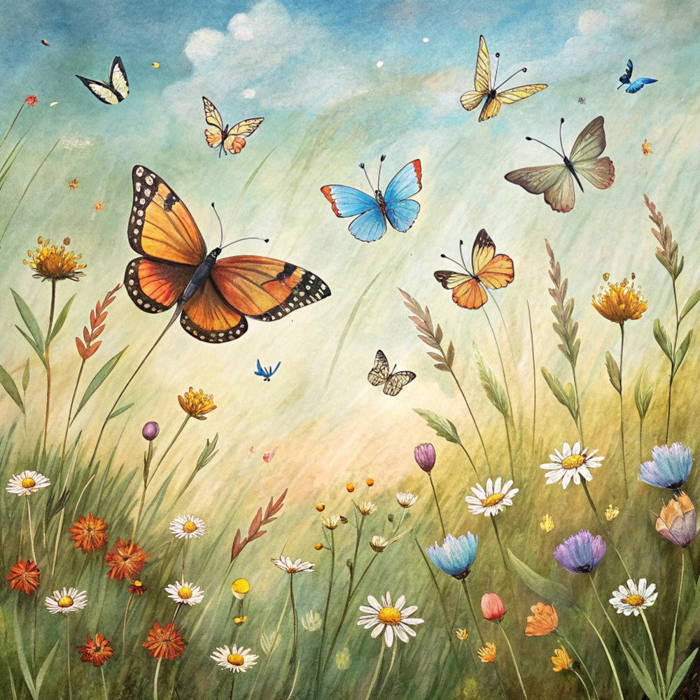 Floral Butterflies Scene Fabric Panel 6 – FabricMegaStore.com