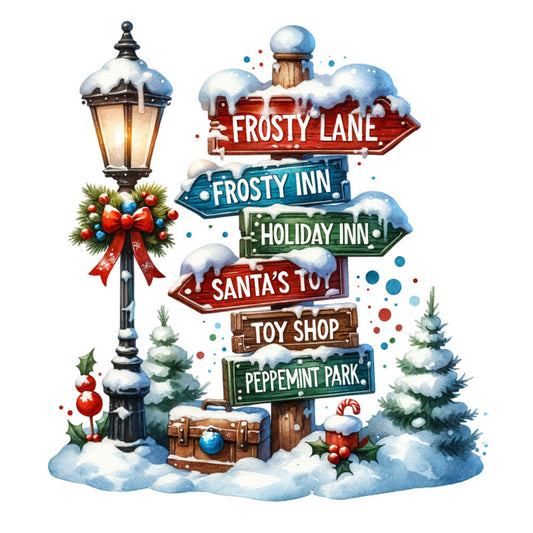 Christmas Signpost Fabric Panel 11