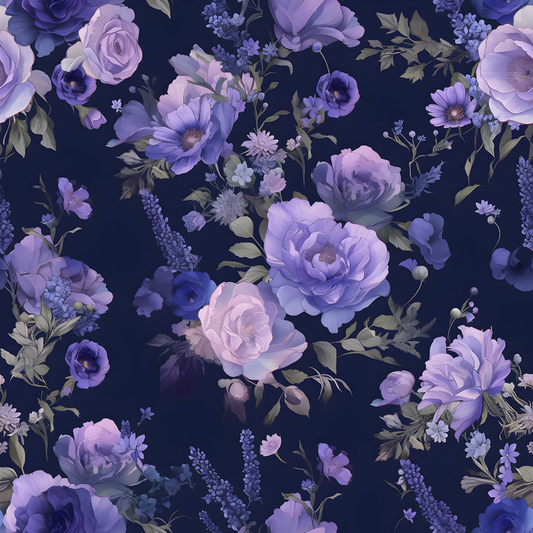 Daily Deal: Purple Night Flowers Pattern 11 Quilting Cotton Fabric - Fat Quarter (18" x 22")