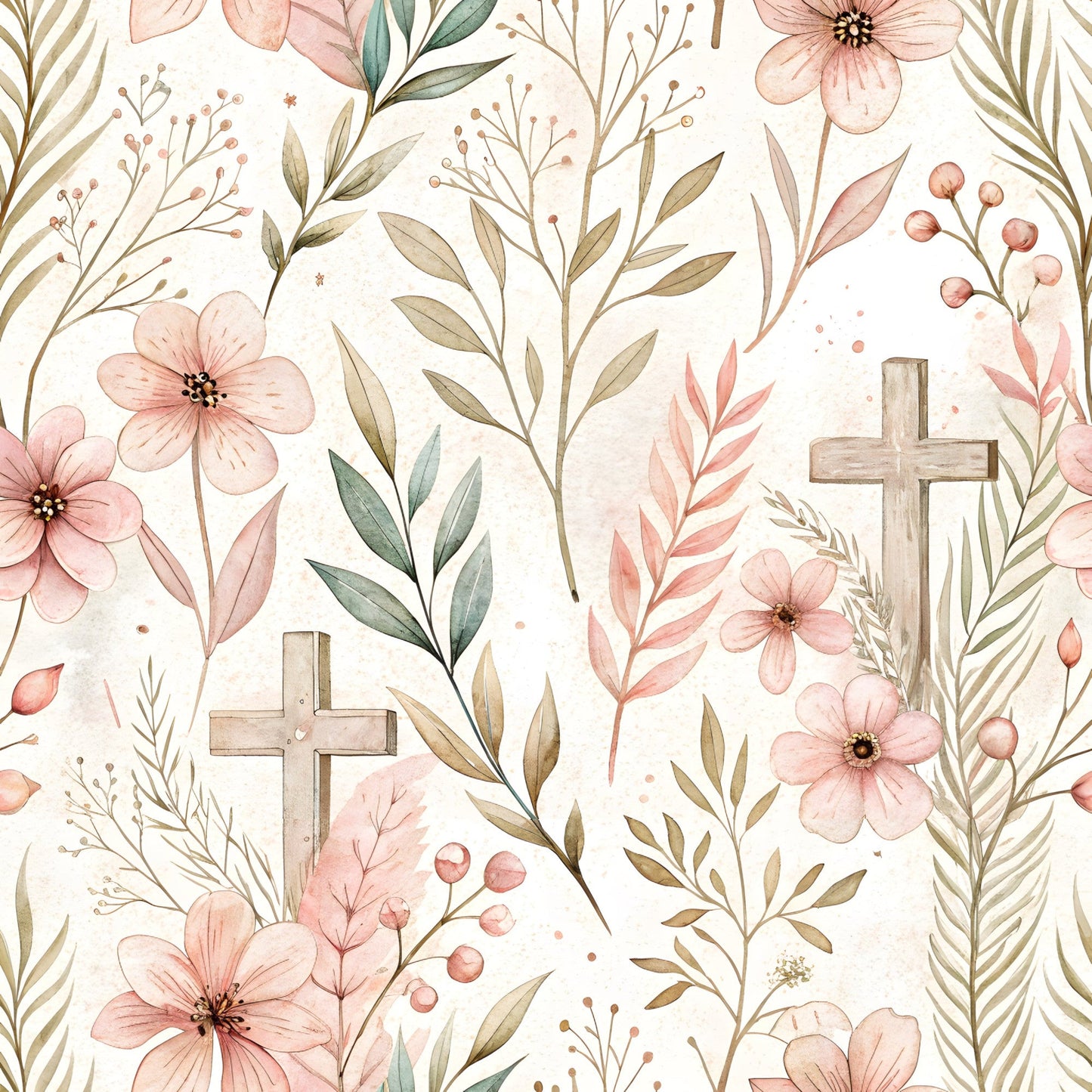 Daily Deal: Floral Christian Faith Pattern 10 Quilting Cotton Fabric - 45" x 1 Yard"